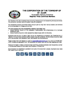 Township Of St Clair - Accessibility Recruitment Ad - St Clair Township